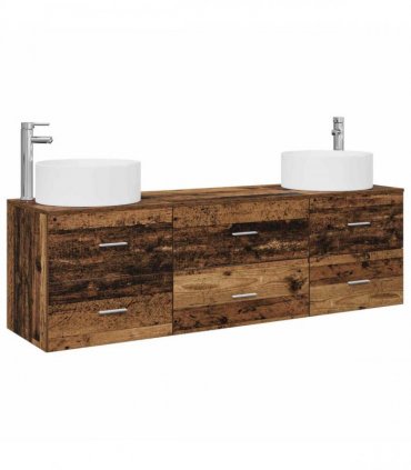 vidaXL Bathroom Cabinet Set 3 pcs Old Wood 161.5 x 44.5 x 80 cm
