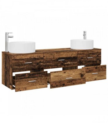 vidaXL Bathroom Cabinet Set 3 pcs Old Wood 161.5 x 44.5 x 80 cm
