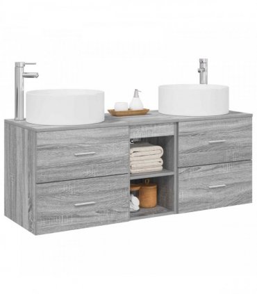 vidaXL Bathroom Cabinet Set 3 pcs Grey Sonoma 129 x 44.5 x 80 cm