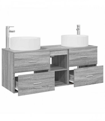 vidaXL Bathroom Cabinet Set 3 pcs Grey Sonoma 129 x 44.5 x 80 cm