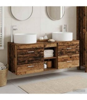 vidaXL Bathroom Cabinet Set 3 pcs Old Wood 129 x 44.5 x 80 cm