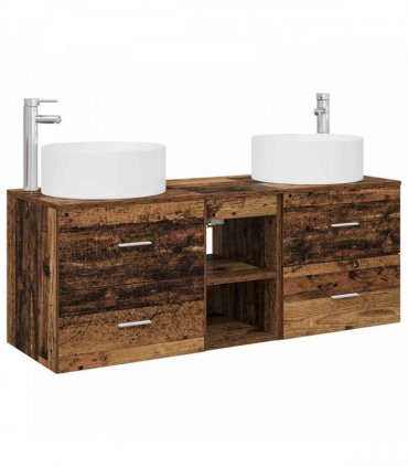 vidaXL Bathroom Cabinet Set 3 pcs Old Wood 129 x 44.5 x 80 cm