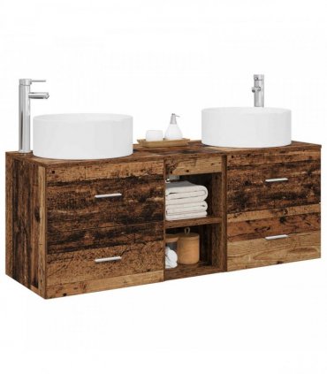 vidaXL Bathroom Cabinet Set 3 pcs Old Wood 129 x 44.5 x 80 cm