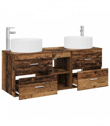 vidaXL Bathroom Cabinet Set 3 pcs Old Wood 129 x 44.5 x 80 cm