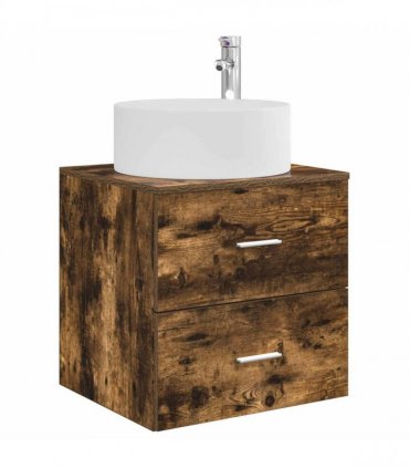 vidaXL Bathroom Cabinet Set 3 pcs Smoked Oak 129 x 44.5 x 80 cm