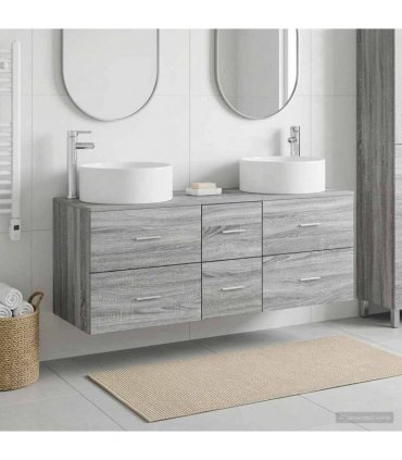 vidaXL Bathroom Cabinet Set 3 pcs Grey Sonoma 129 x 44.5 x 80 cm