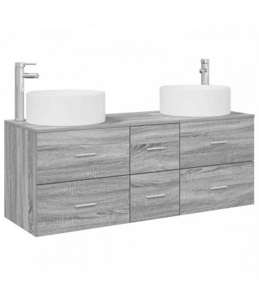 vidaXL Bathroom Cabinet Set 3 pcs Grey Sonoma 129 x 44.5 x 80 cm