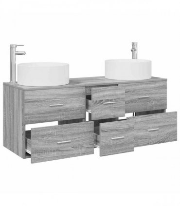 vidaXL Bathroom Cabinet Set 3 pcs Grey Sonoma 129 x 44.5 x 80 cm