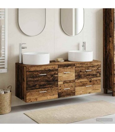 vidaXL Bathroom Cabinet Set 3 pcs Old Wood 129 x 44.5 x 80 cm