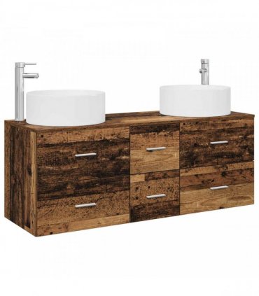 vidaXL Bathroom Cabinet Set 3 pcs Old Wood 129 x 44.5 x 80 cm
