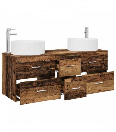 vidaXL Bathroom Cabinet Set 3 pcs Old Wood 129 x 44.5 x 80 cm