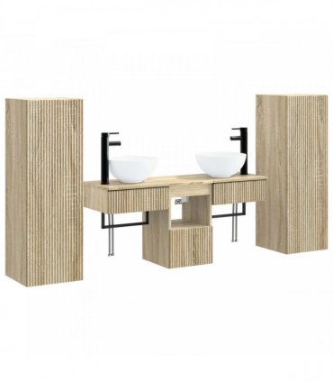 vidaXL Bathroom Cabinet Set 5 pcs Sonoma Oak 33 x 34.5 x 100 cm