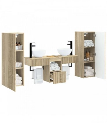 vidaXL Bathroom Cabinet Set 5 pcs Sonoma Oak 33 x 34.5 x 100 cm