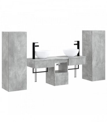 vidaXL Bathroom Cabinet Set 5 pcs Concrete Grey 33 x 34.5 x 100 cm