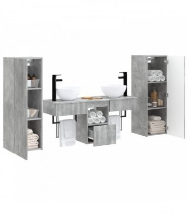 vidaXL Bathroom Cabinet Set 5 pcs Concrete Grey 33 x 34.5 x 100 cm