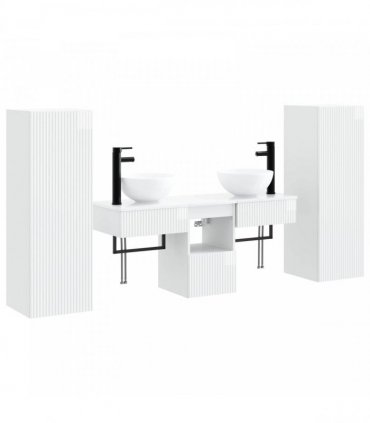 vidaXL Bathroom Cabinet Set 5 pcs High Gloss White 33 x 34.5 x 100 cm