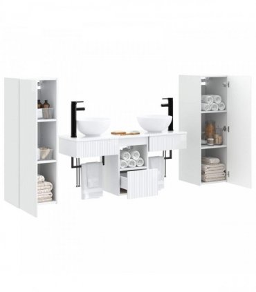 vidaXL Bathroom Cabinet Set 5 pcs High Gloss White 33 x 34.5 x 100 cm