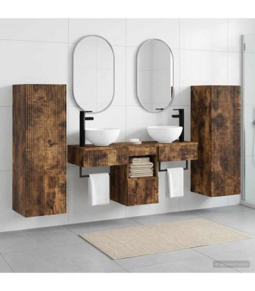 vidaXL Bathroom Cabinet Set 5 pcs Smoked Oak 33 x 34.5 x 100 cm