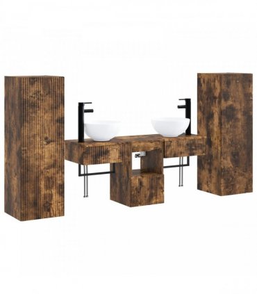 vidaXL Bathroom Cabinet Set 5 pcs Smoked Oak 33 x 34.5 x 100 cm
