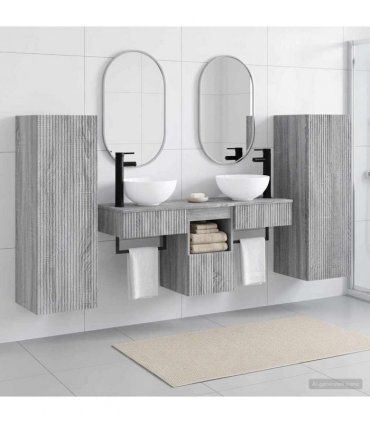 vidaXL Bathroom Cabinet Set 5 pcs Grey Sonoma 33 x 34.5 x 100 cm