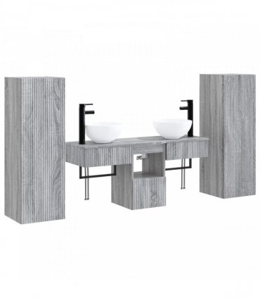 vidaXL Bathroom Cabinet Set 5 pcs Grey Sonoma 33 x 34.5 x 100 cm