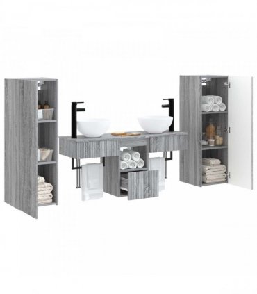 vidaXL Bathroom Cabinet Set 5 pcs Grey Sonoma 33 x 34.5 x 100 cm