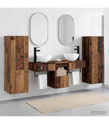 vidaXL Bathroom Cabinet Set 5 pcs Old Wood 33 x 34.5 x 100 cm