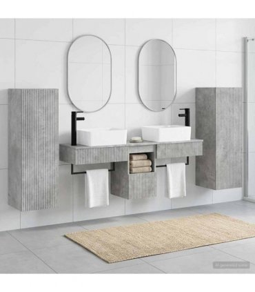 vidaXL Bathroom Cabinet Set 5 pcs Concrete Grey 136 x 35 x 80 cm