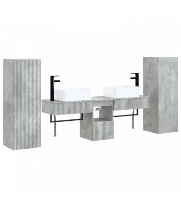 vidaXL Bathroom Cabinet Set 5 pcs Concrete Grey 136 x 35 x 80 cm