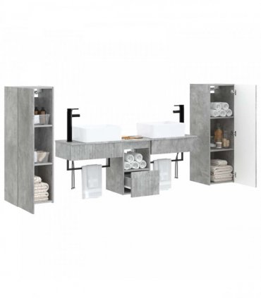 vidaXL Bathroom Cabinet Set 5 pcs Concrete Grey 136 x 35 x 80 cm