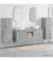 vidaXL Bathroom Cabinet Set 5 pcs Concrete Grey 129 x 35 x 80 cm