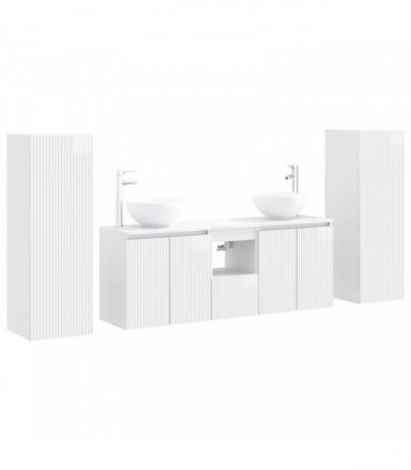 vidaXL Bathroom Cabinet Set 5 pcs High Gloss White 129 x 35 x 80 cm
