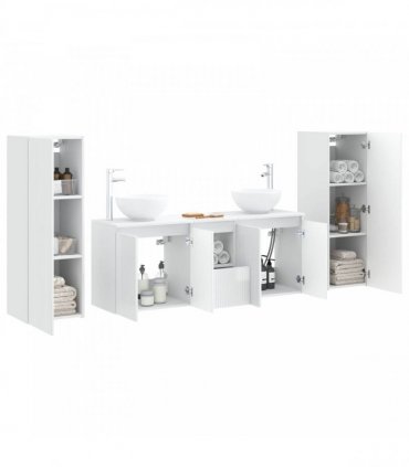vidaXL Bathroom Cabinet Set 5 pcs High Gloss White 129 x 35 x 80 cm