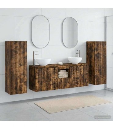 vidaXL Bathroom Cabinet Set 5 pcs Smoked Oak 129 x 35 x 80 cm