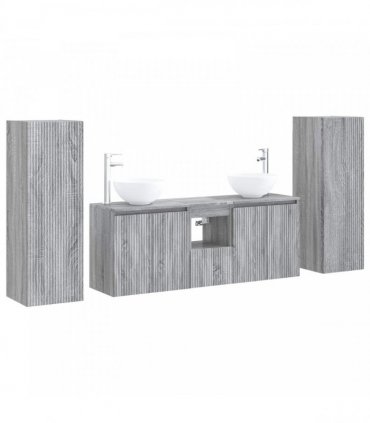 vidaXL Bathroom Cabinet Set 5 pcs Grey Sonoma 129 x 35 x 80 cm