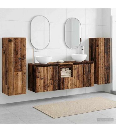 vidaXL Bathroom Cabinet Set 5 pcs Old Wood 129 x 35 x 80 cm