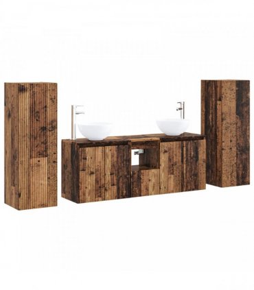 vidaXL Bathroom Cabinet Set 5 pcs Old Wood 129 x 35 x 80 cm