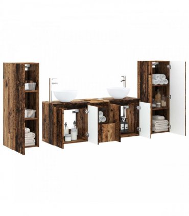 vidaXL Bathroom Cabinet Set 5 pcs Old Wood 129 x 35 x 80 cm