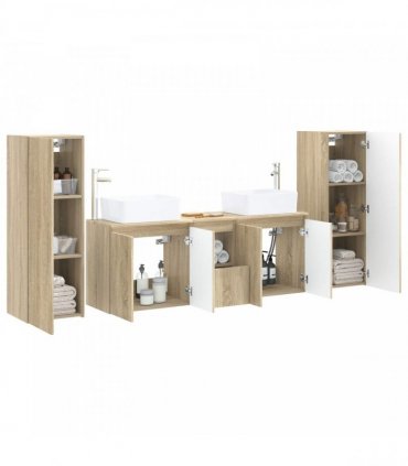 vidaXL Bathroom Cabinet Set 5 pcs Sonoma Oak 136 x 35 x 80 cm