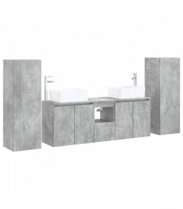 vidaXL Bathroom Cabinet Set 5 pcs Concrete Grey 136 x 35 x 80 cm