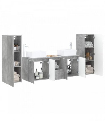 vidaXL Bathroom Cabinet Set 5 pcs Concrete Grey 136 x 35 x 80 cm