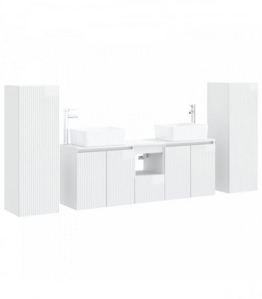 vidaXL Bathroom Cabinet Set 5 pcs High Gloss White 136 x 35 x 80 cm