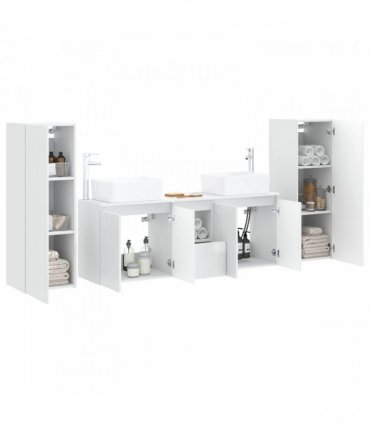vidaXL Bathroom Cabinet Set 5 pcs High Gloss White 136 x 35 x 80 cm