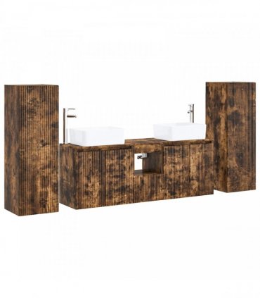 vidaXL Bathroom Cabinet Set 5 pcs Smoked Oak 136 x 35 x 80 cm