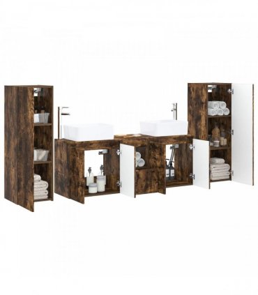 vidaXL Bathroom Cabinet Set 5 pcs Smoked Oak 136 x 35 x 80 cm