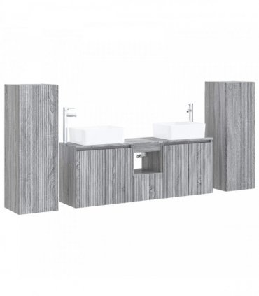 vidaXL Bathroom Cabinet Set 5 pcs Grey Sonoma 136 x 35 x 80 cm