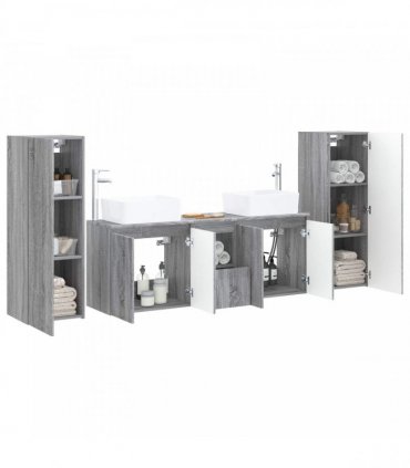 vidaXL Bathroom Cabinet Set 5 pcs Grey Sonoma 136 x 35 x 80 cm