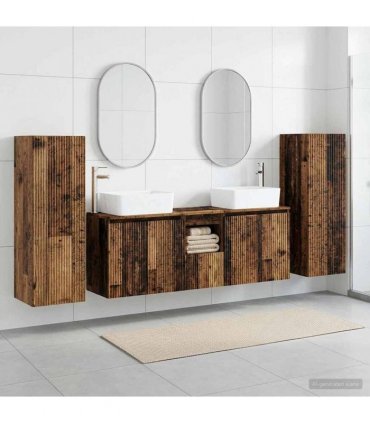 vidaXL Bathroom Cabinet Set 5 pcs Old Wood 136 x 35 x 80 cm