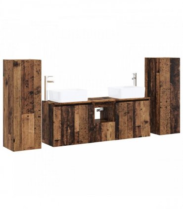vidaXL Bathroom Cabinet Set 5 pcs Old Wood 136 x 35 x 80 cm