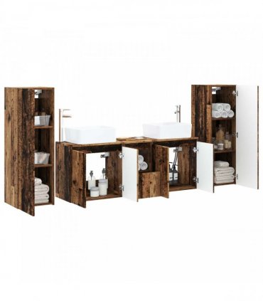 vidaXL Bathroom Cabinet Set 5 pcs Old Wood 136 x 35 x 80 cm
